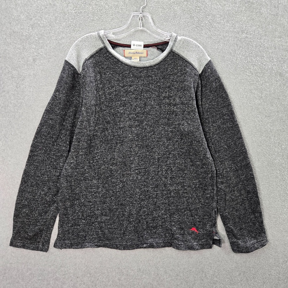 Tommy Bahama Men Sweatshirt Medium Gray Logo Long Sleeve Crew Neck‎